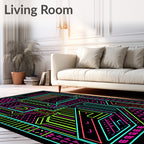 Cyberpunk Neon Abstract Circuit Board Rug