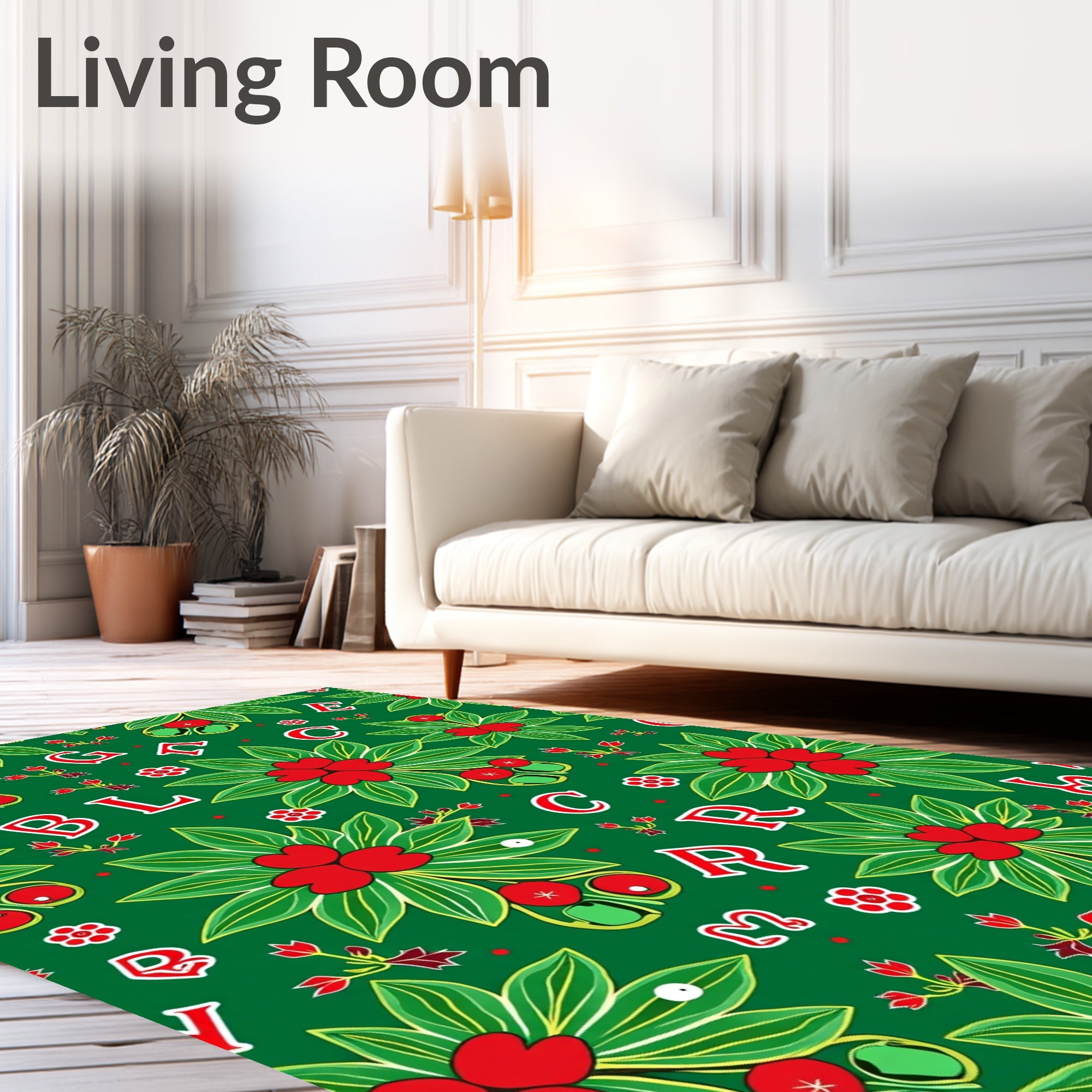 Red Berry Green Leaf Alphabet Rug