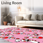 Playful White Red Cartoon Character Arrangement Rug