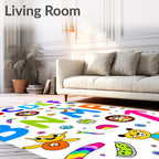 Bold Alphabet and Cute Animal Characters Rug
