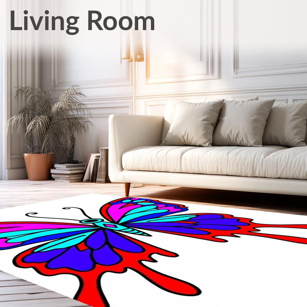 Vivid Butterfly Wings Pink Blue Red Rug