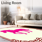 Vibrant Magenta Galloping Horse Art Rug