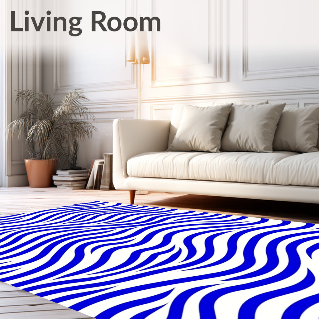 Bold Blue Flowing Wave Rug