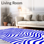Bold Blue Flowing Wave Rug