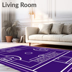 Purple Athletic Court Blueprint Rug