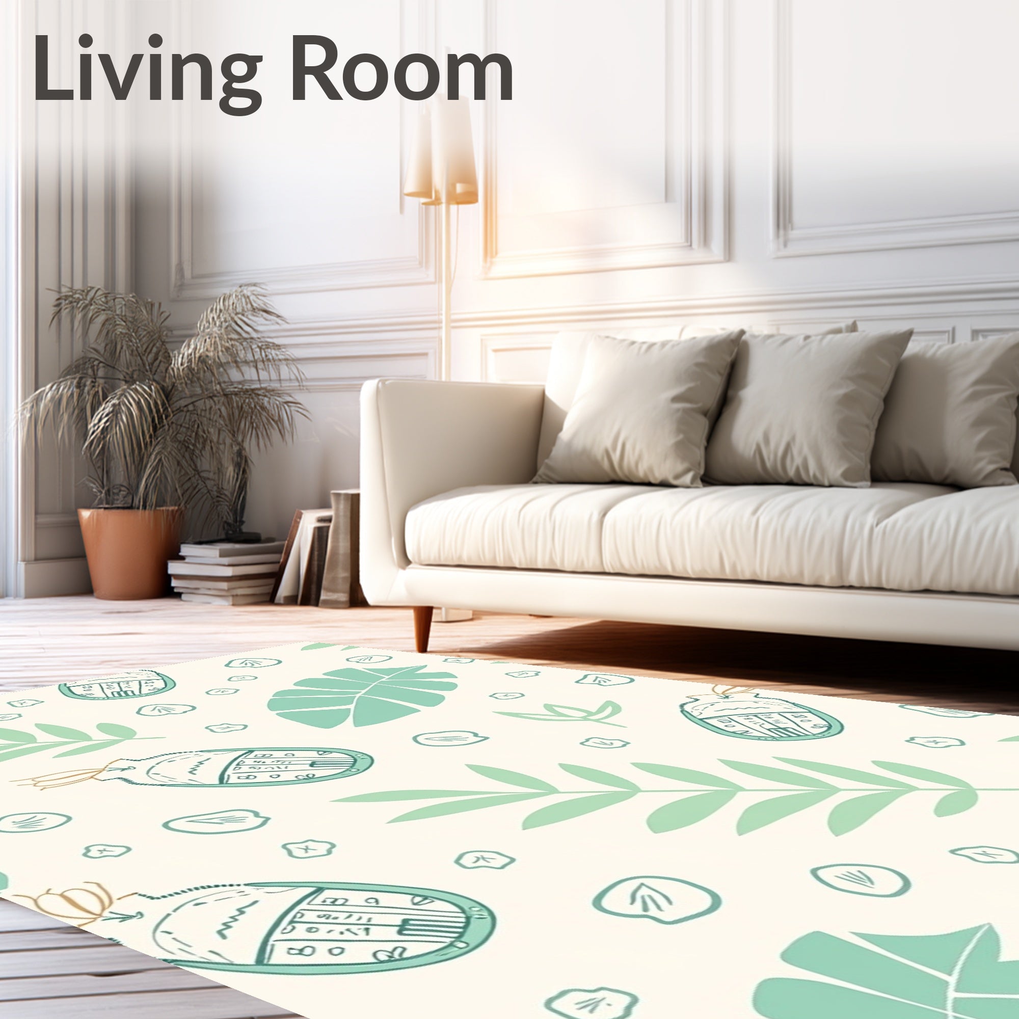 Aqua Leaf Tribal Footwear Rug