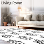 Playful Tiger Cub Silhouette Repeating Pattern Rug