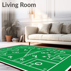 Green White Abstract Geometric Field Rug