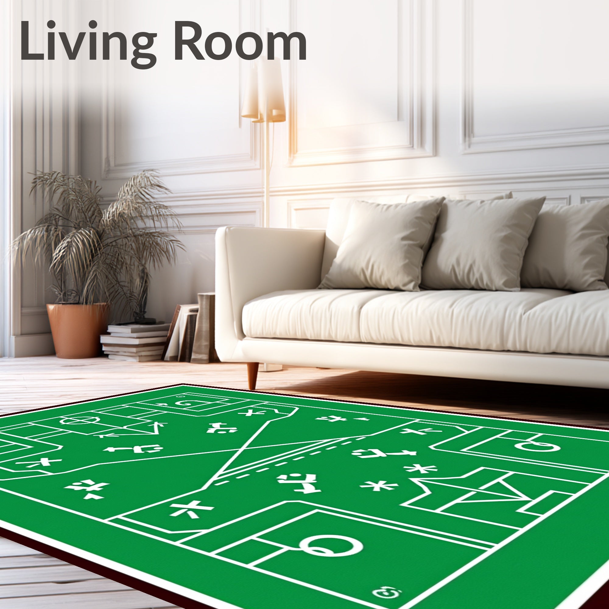 Green White Abstract Geometric Field Rug