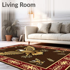 Majestic Gold Eagle Brown Border Rug