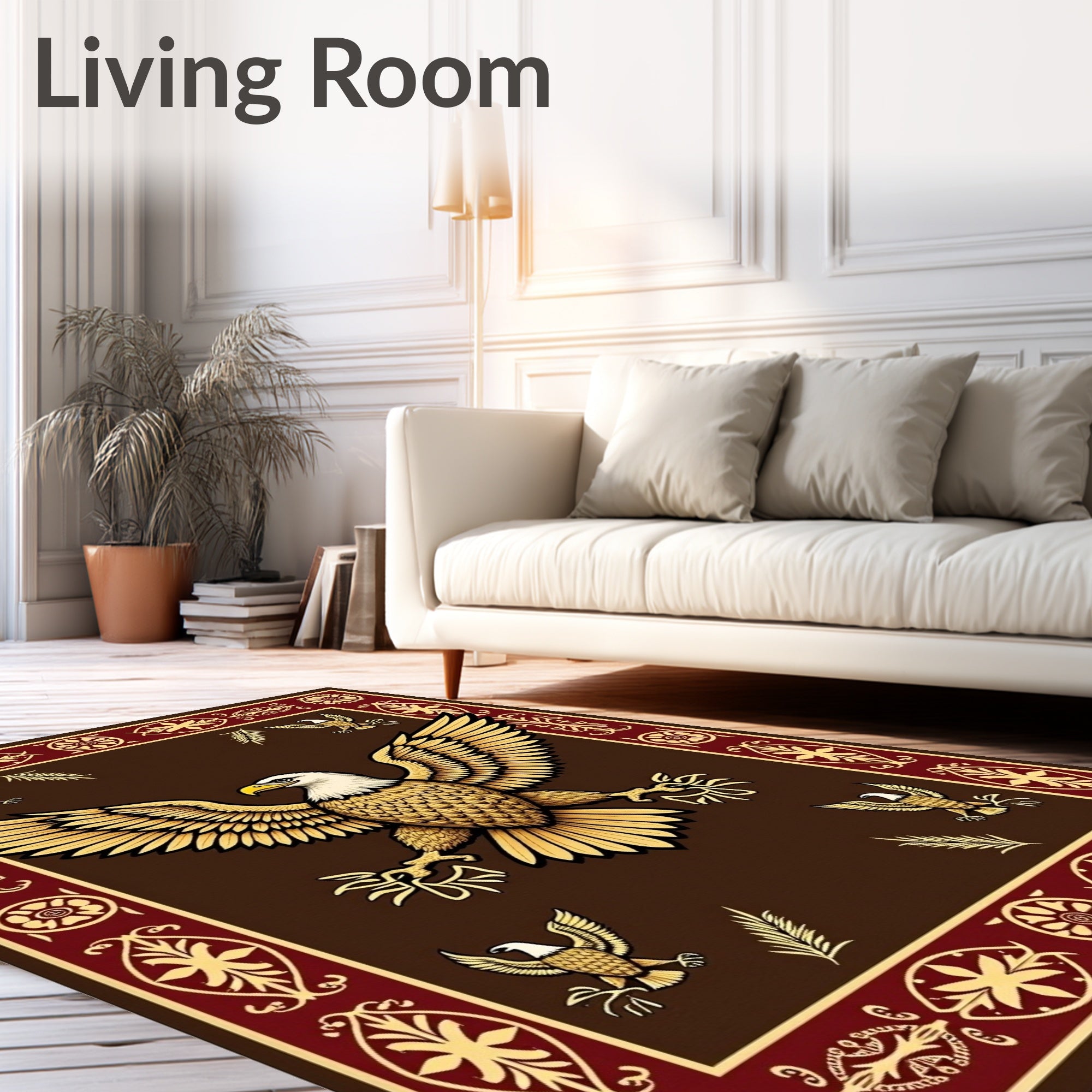Majestic Gold Eagle Brown Border Rug
