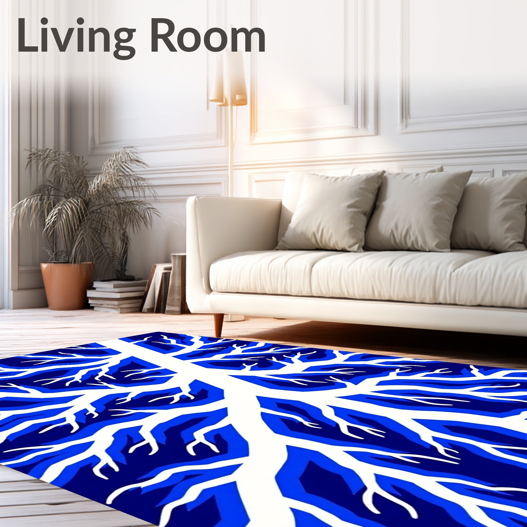 Midnight Blue Branch Abstract Rug