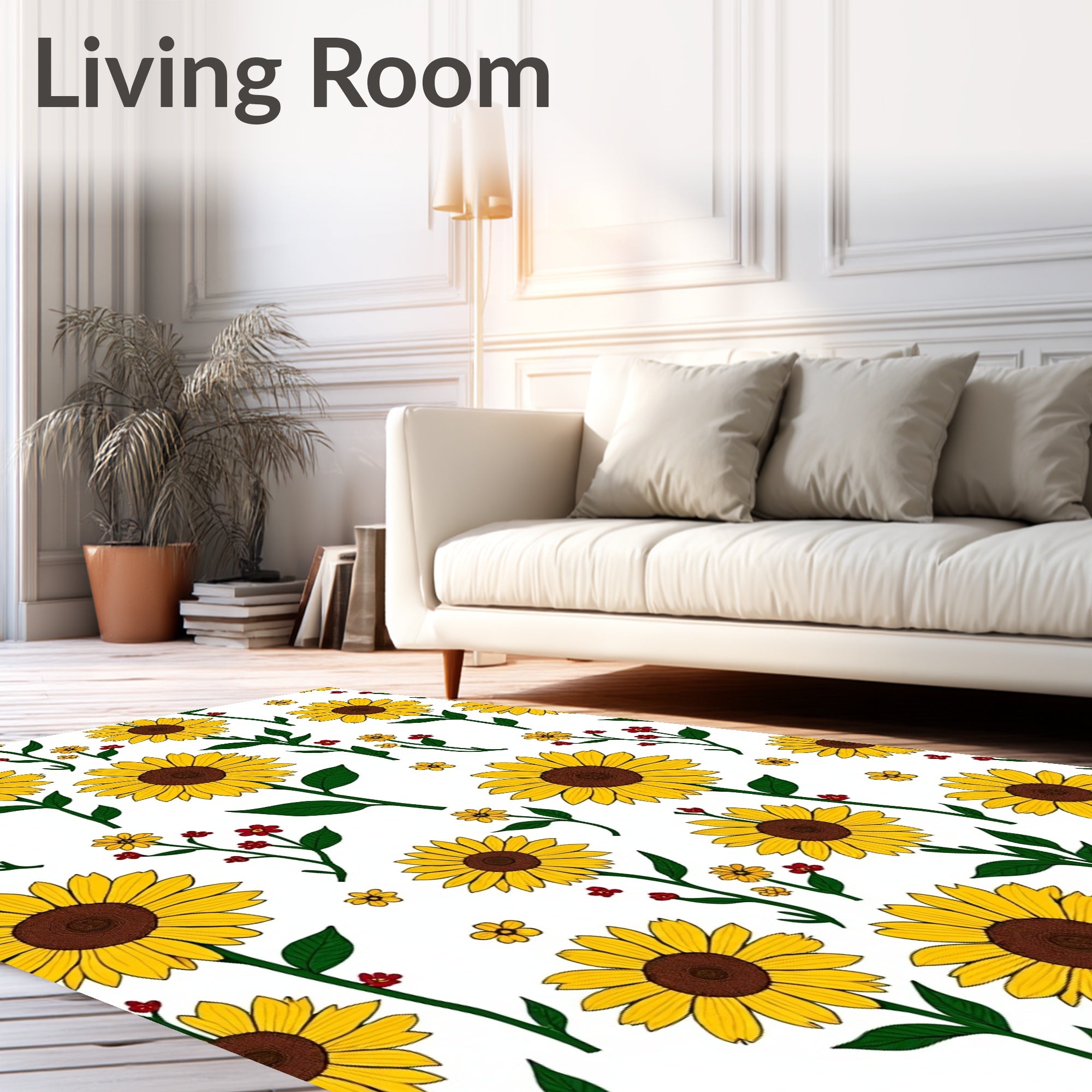 Yellow Sunflower Blossom Garden Textile Rug