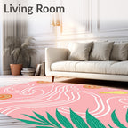 Pink Citrus Wavy Foliage Rug