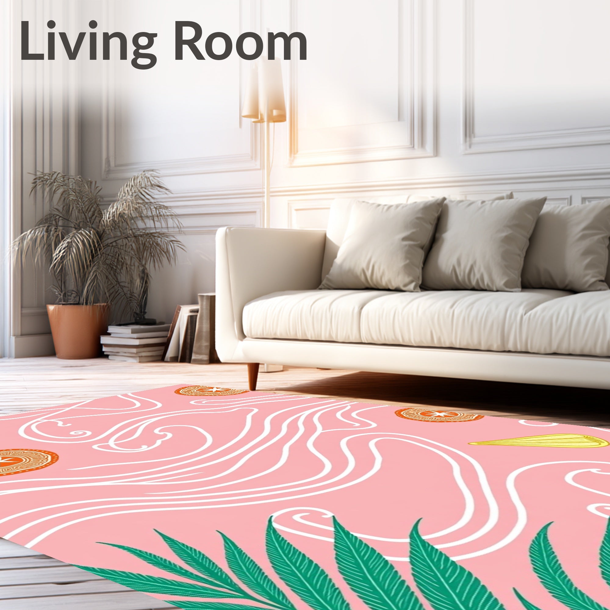 Pink Citrus Wavy Foliage Rug
