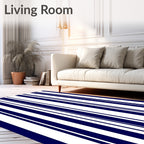 Classic Navy and White Vertical Stripe Rug