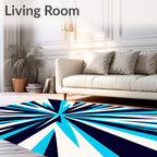 Bold Cyan Starburst Burst Rug
