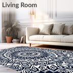 Bold Monochrome Symmetrical Mandala Rug
