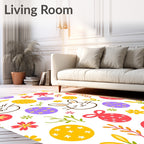 Whimsical Easter Bunny Egg Flower Meadow Rug