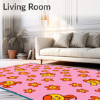 Cheery Pink Orange Floral Friends Rug