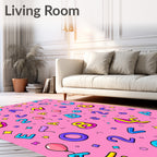 Whimsical Pink Alphabet and Number Playground Rug