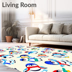 Whimsical Penguin Friends Winter Theme Rug
