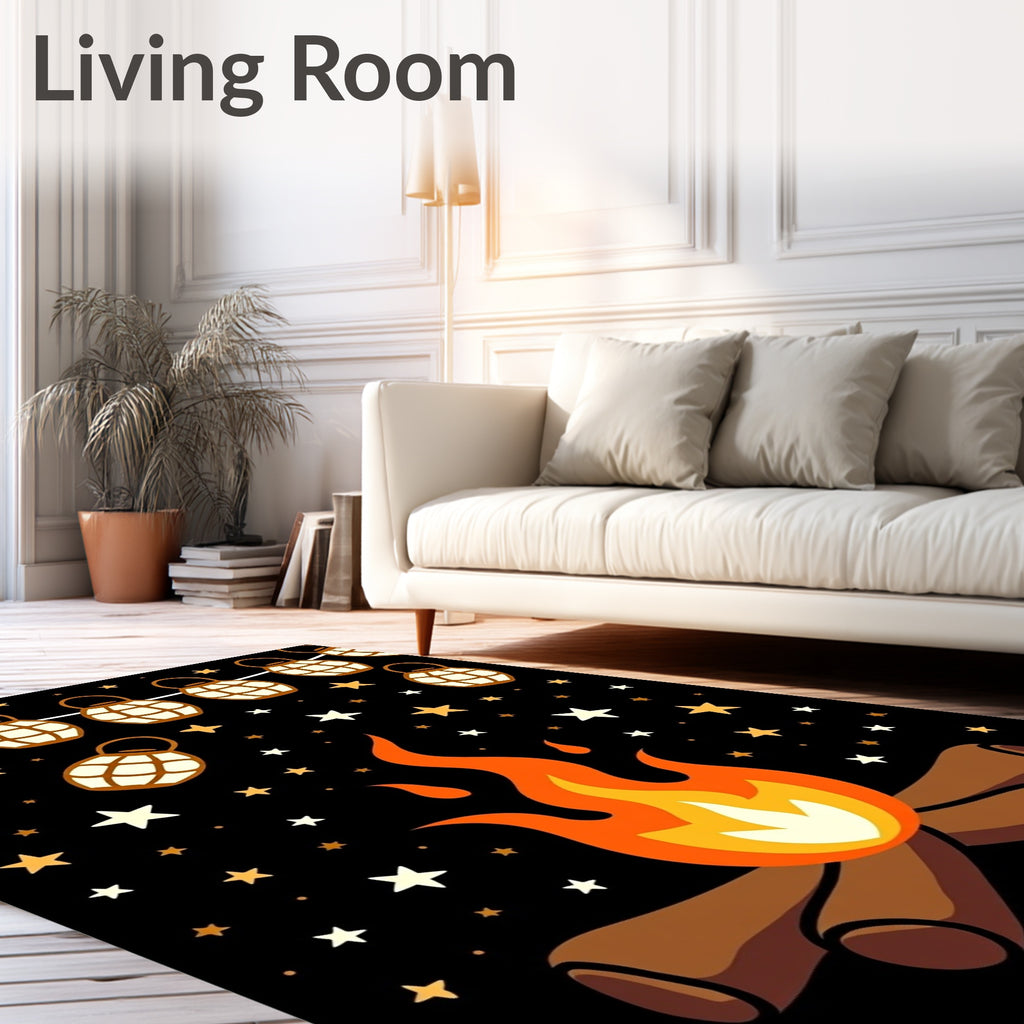 Campfire Night Lanterns Stars Rug