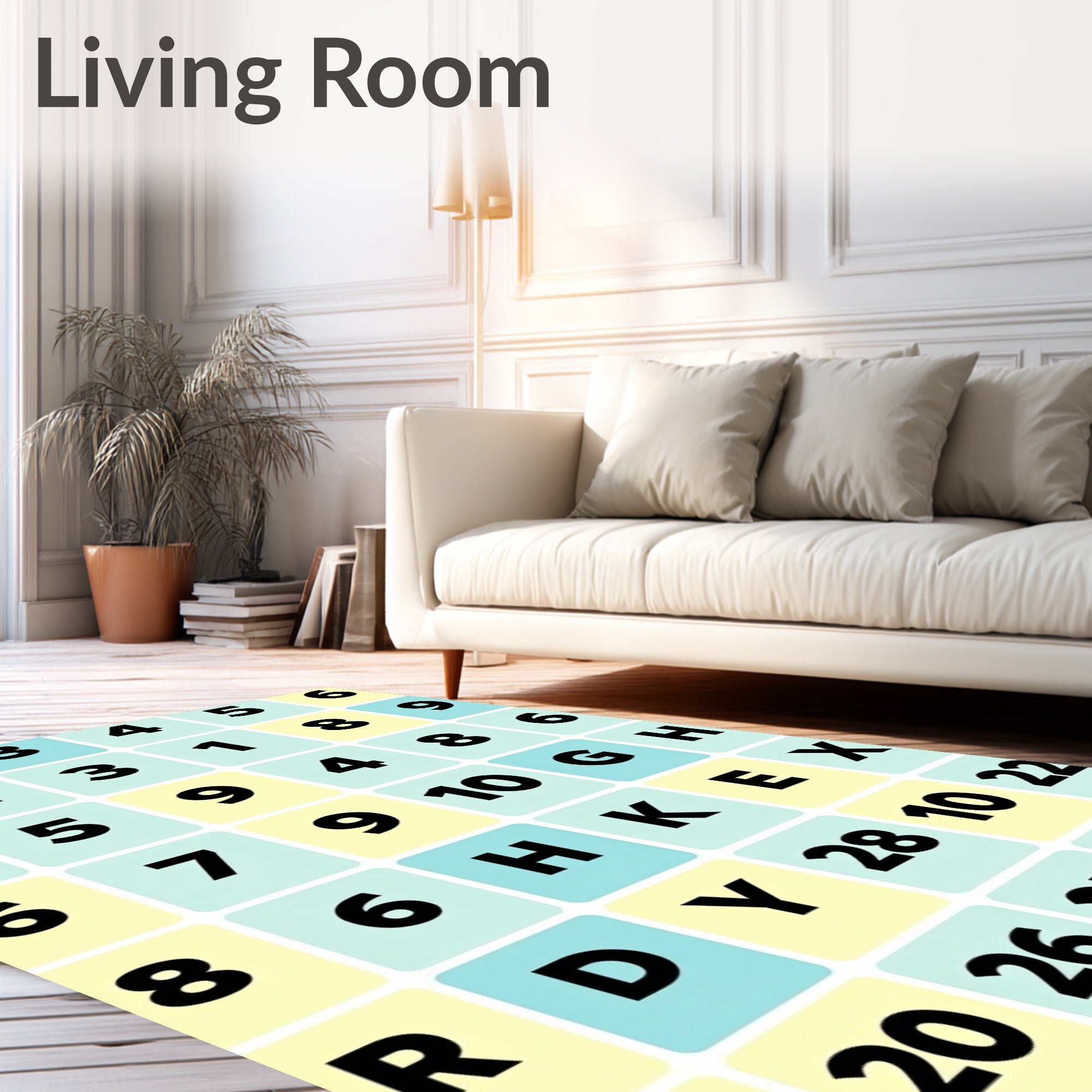 Grid Number Letter Arrangement Rug