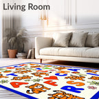 Playful Orange Tigers Alphabet Animals Rug