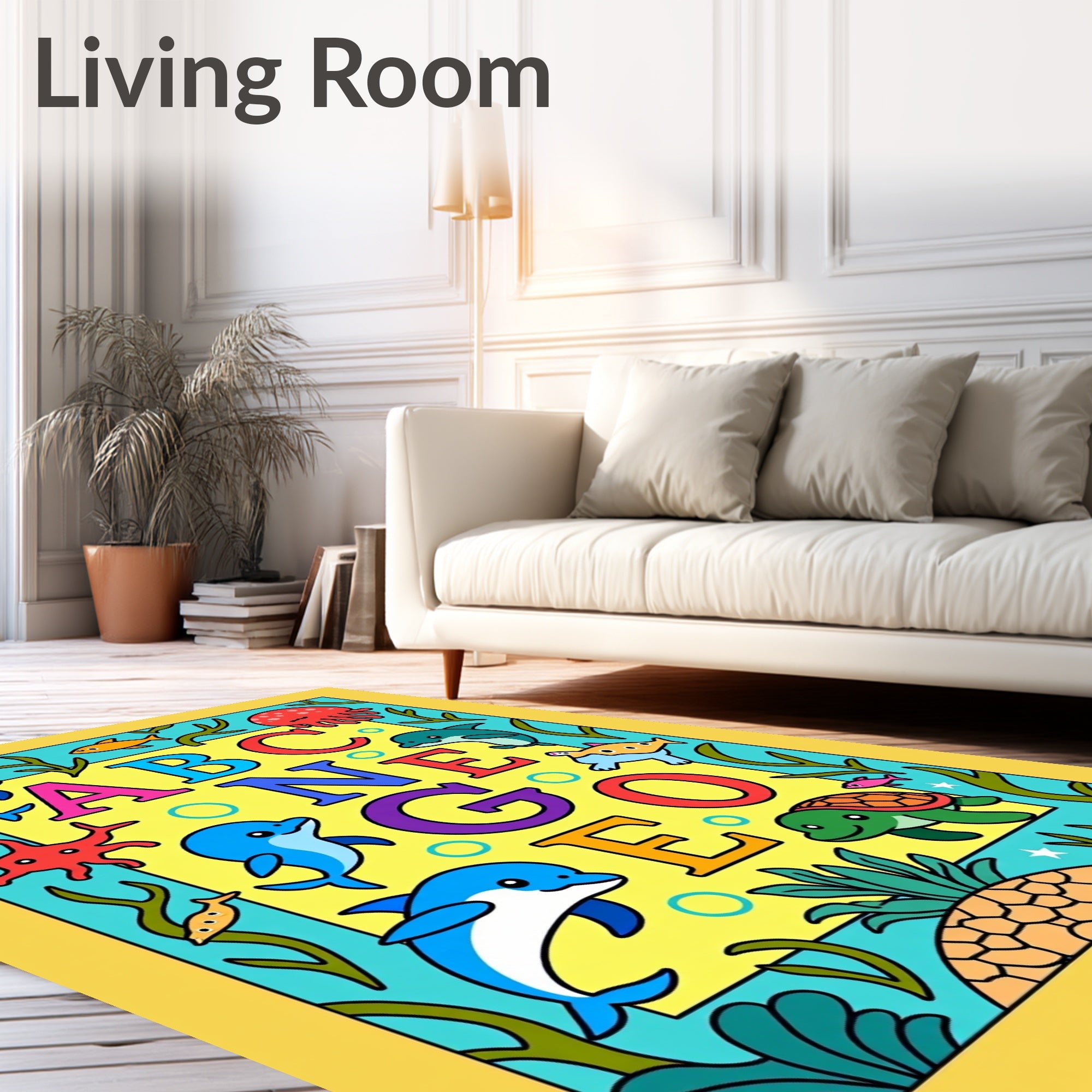 Playful Ocean ABC Neon Letters Rug