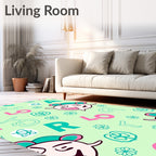 Pink Green Whimsical Character Alphabet Rug