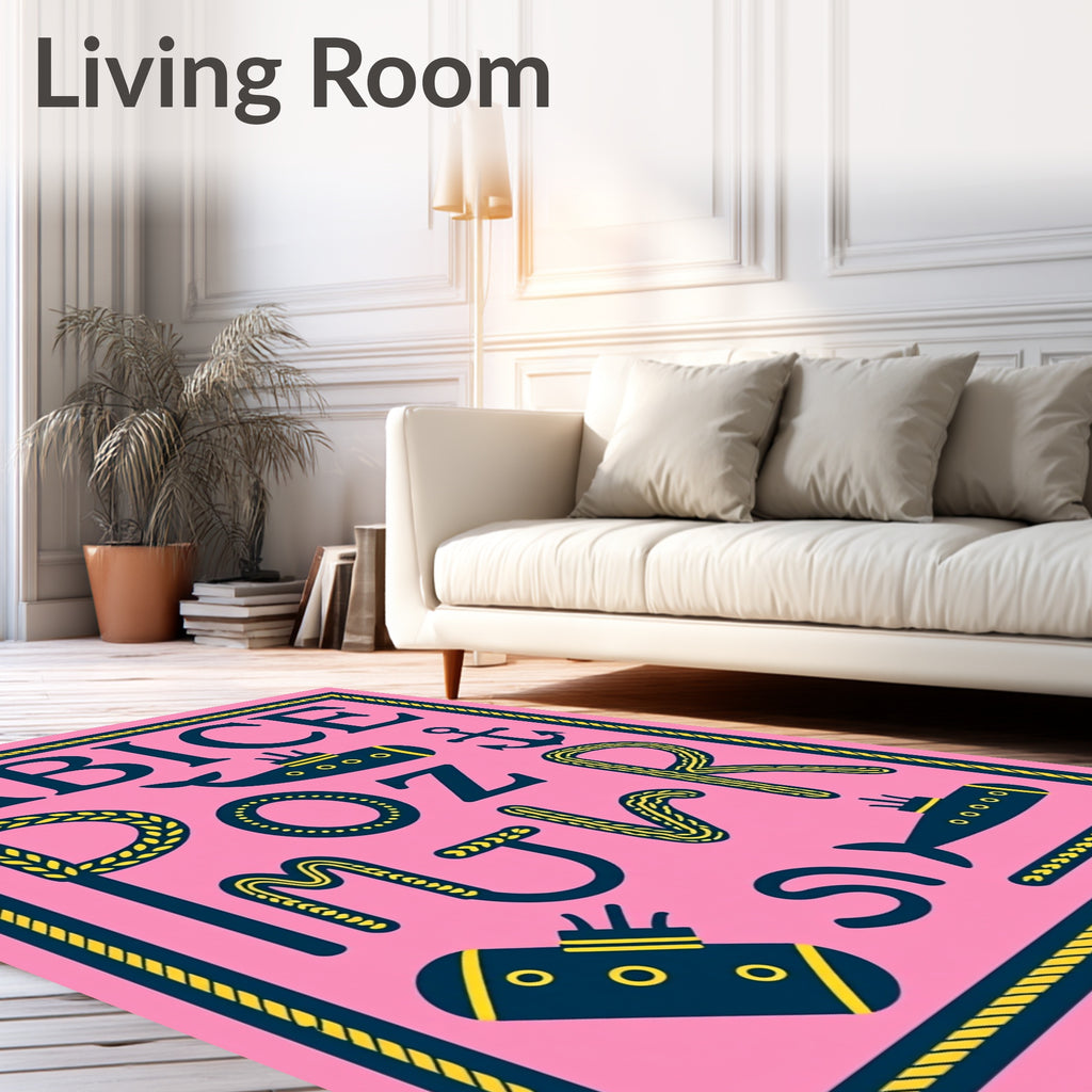 Pink Navy Yellow Nautical Alphabet Rug