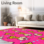 Pink Kawaii Tiger Confetti Rug