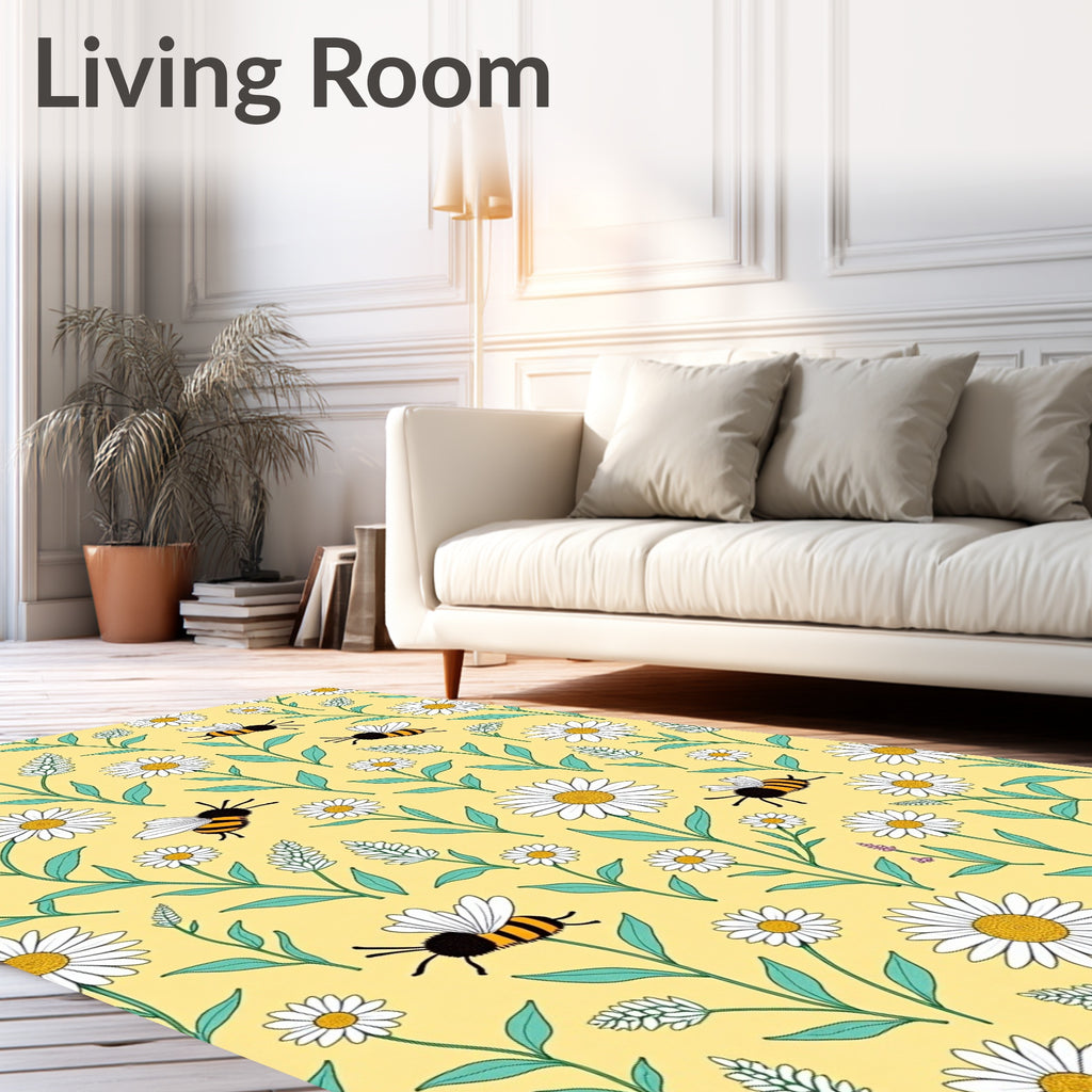 Yellow Daisy Bee Meadow Rug