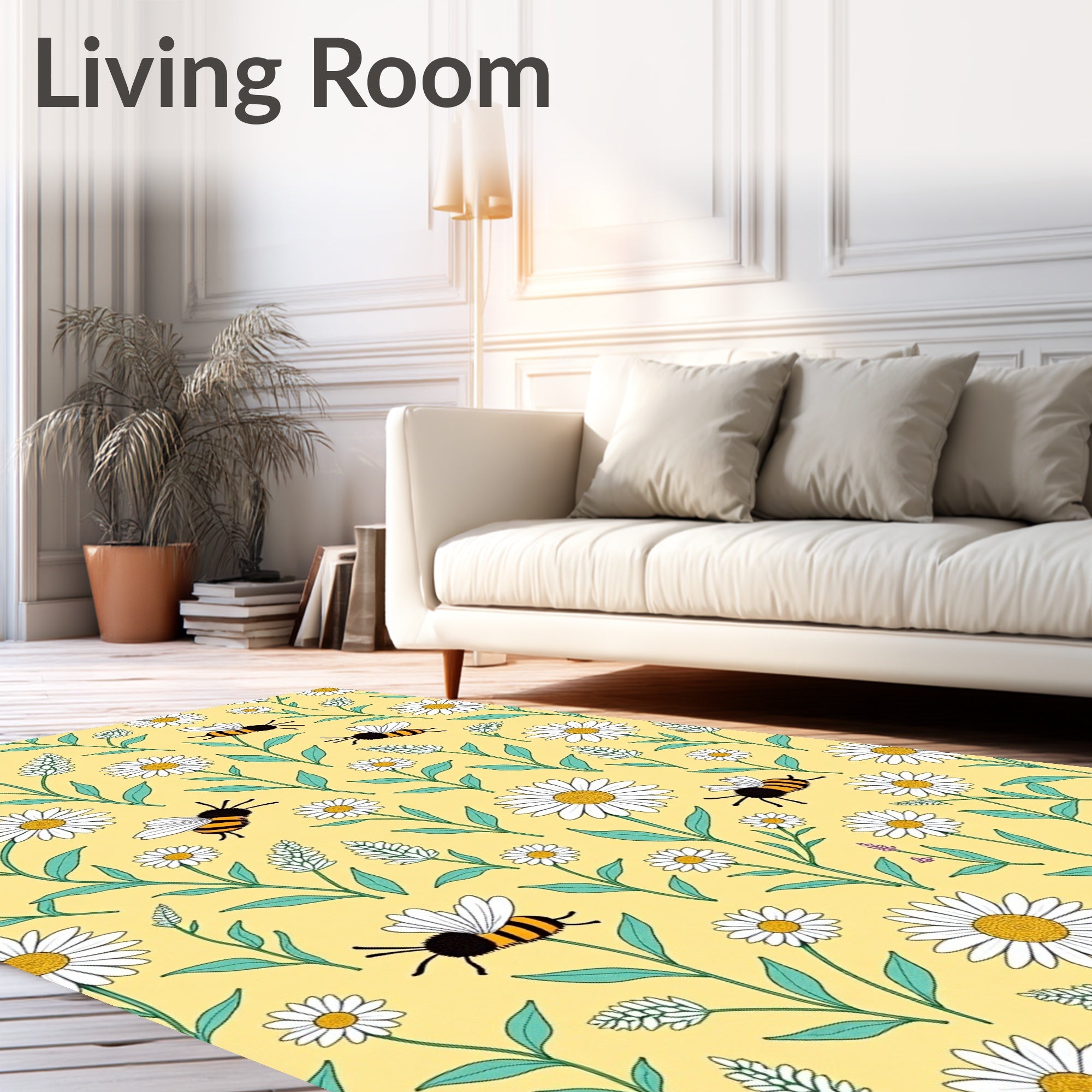 Yellow Daisy Bee Meadow Rug