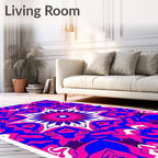 Bold Blue Pink Floral Mandala Rug