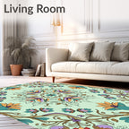 Mint Green Ornamental Floral Mandalas Rug