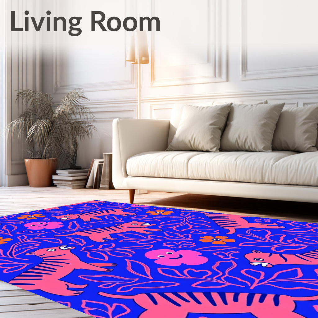 Pink Tiger Floral Meadow Rug