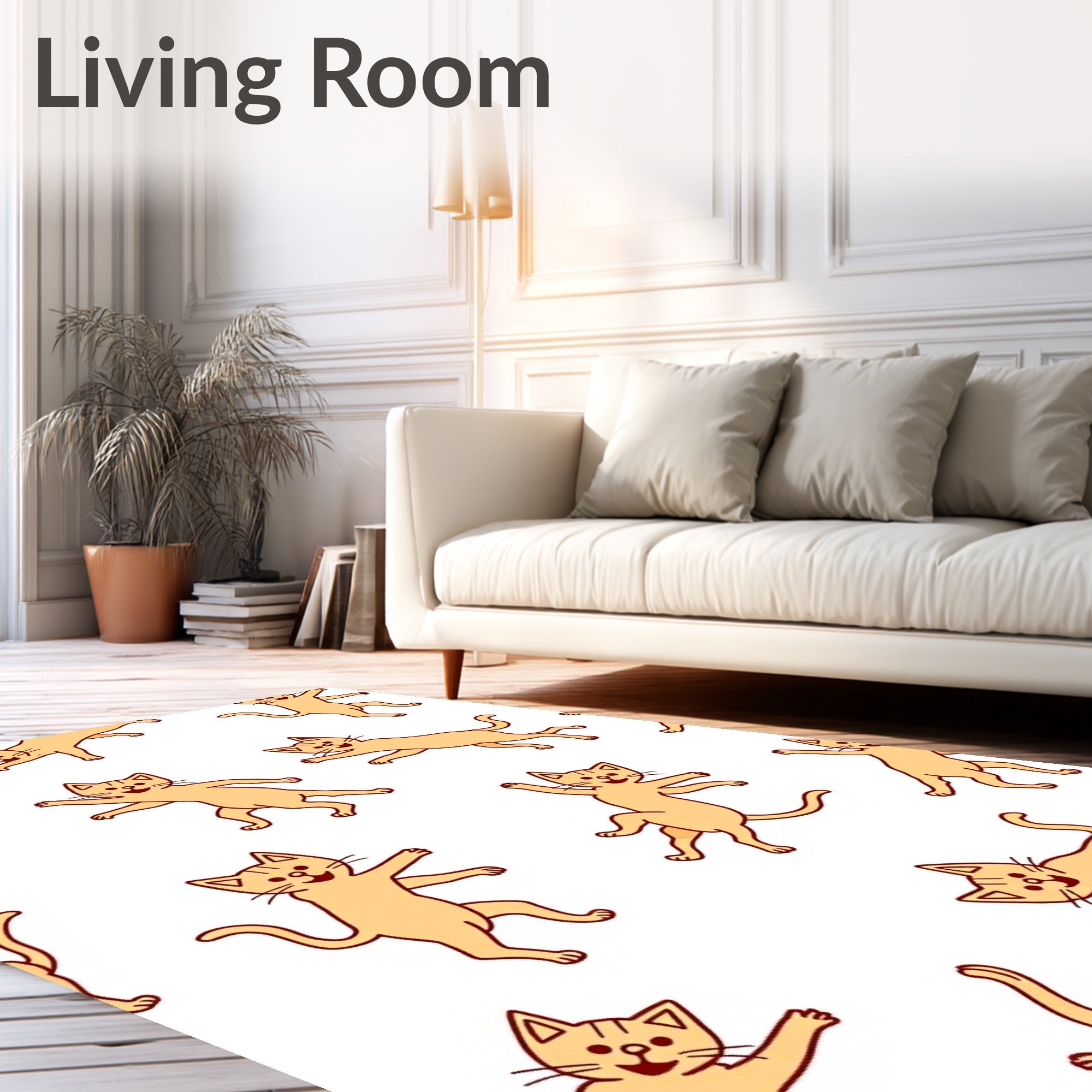 Playful Orange Cats Repeating Pattern Rug