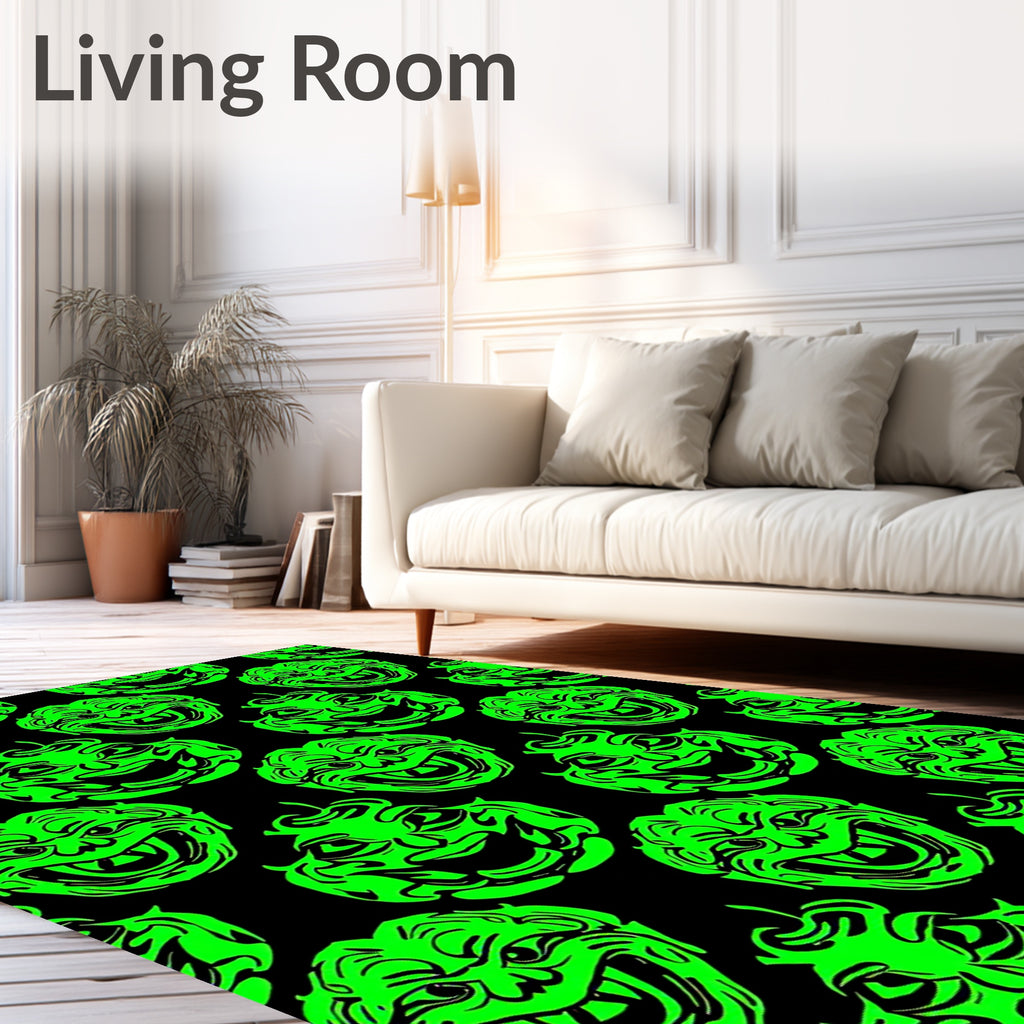 Vibrant Neon Screaming Face Horror Rug