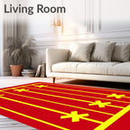 Bold Yellow Star Geometric Red Rug