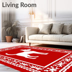 Red White Canine Folk Art Rug