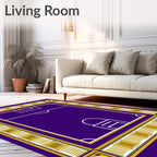 Royal Purple Football Field Border Rug