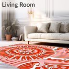Bold Red Mandala Floral Rug