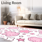Pink Blossom Cloud Hearts Stitched Rug