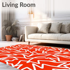 Bold Orange Jagged Interruption Rug