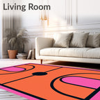 Retro Orange Pink Geometric Court Rug