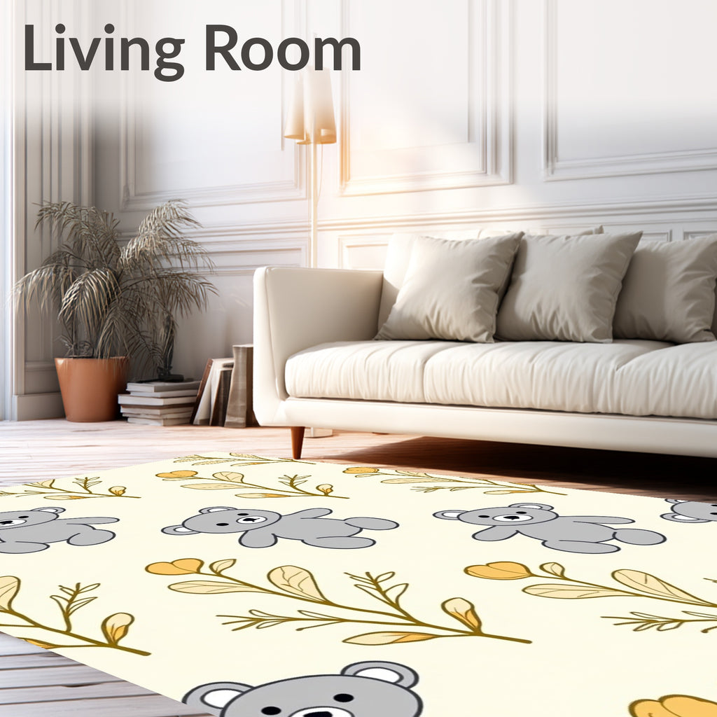 Gray Bears and Yellow Flowers Rug