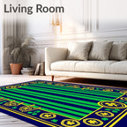 Navy Green Striped Shamrock Border Rug