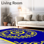 Royal Blue Yellow Medallion Mandala Rug
